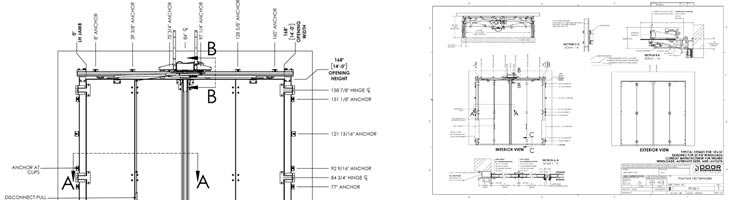 Industrial Manufacturer Four-Fold Door Diagrams