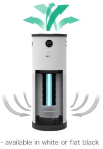 JADE intakes air from bottom, purifies it through 5 stage systems before pushing clean air out top