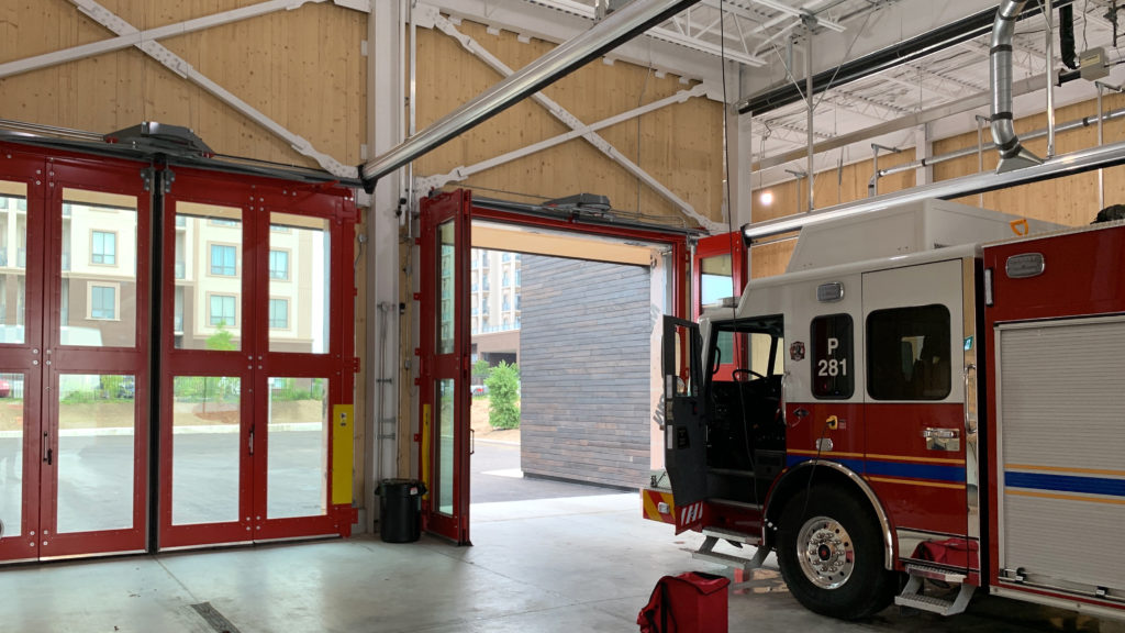 Oakville Fire Station 8 – Four-Fold Door and Safe-Drive Springlesss Overhead Door System
