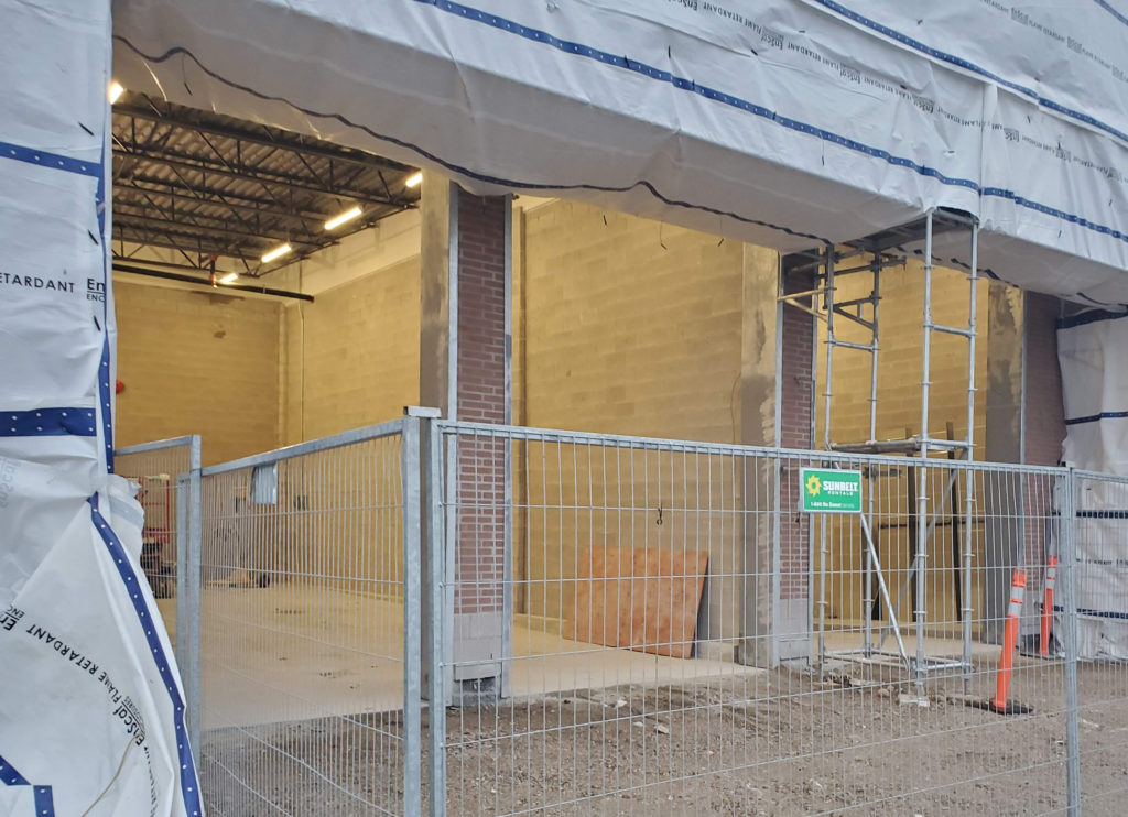 three polycarbonate doors during construction