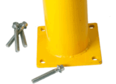 bolt-down bollards with bolts for installation