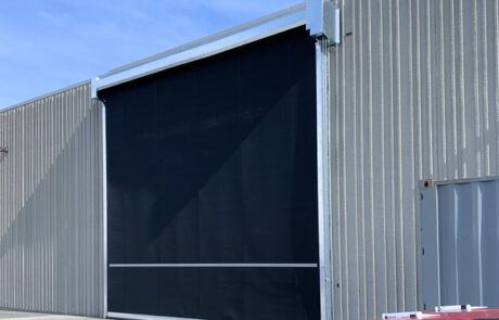 After High Speed Rubber Door replacement Hormann industrial warehouse manufacturing outside closed