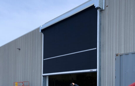 After High Speed Rubber Door replacement Hormann industrial warehouse manufacturing outside opening