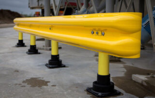 SlowStop guardrail warehouse guarding flexible rebounding polycarbonate railing close up