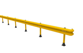 SlowStop guardrail warehouse guarding flexible rebounding polycarbonate railing 66 feet