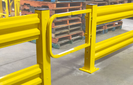 Steel Guardrail Systems warehouse guarding railing spring loaded gate