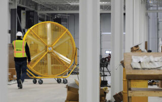 BAF Big Ass Fans directional barrel fan AirGo loading dock service receiving bay