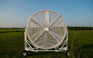 BAF Big Ass Fans directional barrel fan AirGo white colour outside winery