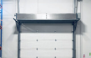after berner industrial air curtain barrier blade drive-in through door closed