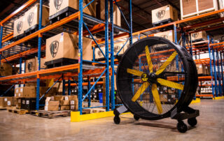 BAF Big Ass Fans directional barrel fan Sidekick warehouse racking