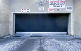 after toronto large wide parking garage hormann high-speed low headroom rubber door close outside